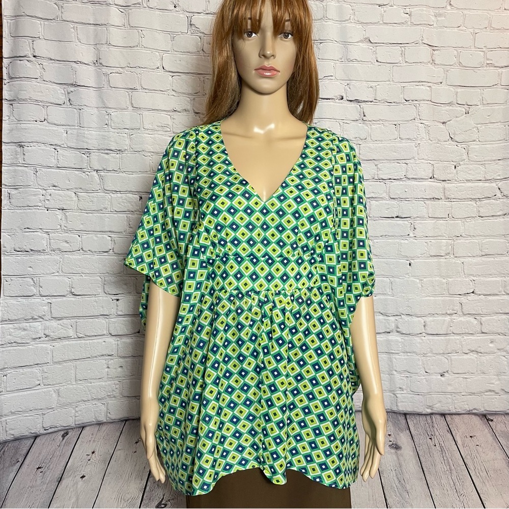 JB Julie Brown Cotton Silk Green Top Size M